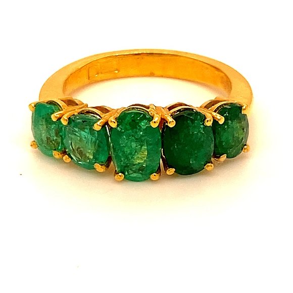 Emerald 3.60ct Solid 22K Yellow Gold Ring - Picture 1 of 9